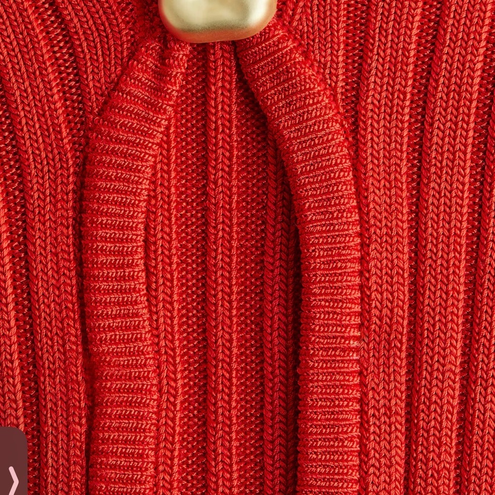 H&M Edition  Red V-Neck Ribbed Sweater - Picture 2 of 7